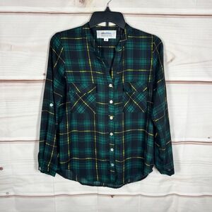 Aliceblue Top Womens PXS Green Tartan Blouse Button Up‎ Shirt Long Sleeve Woven